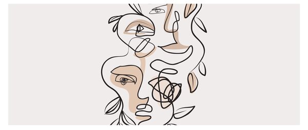 Obraz - Line art tváre (120x50 cm)