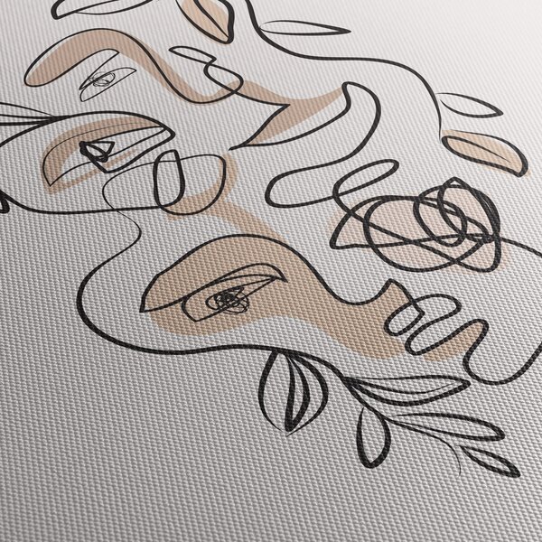 Obraz - Line art tváre (90x60 cm)