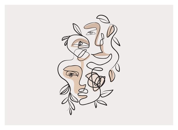 Obraz - Line art tváre (70x50 cm)