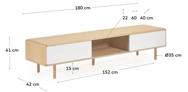 MUZZA Drevený TV stolík Marewa 180 x 41 cm