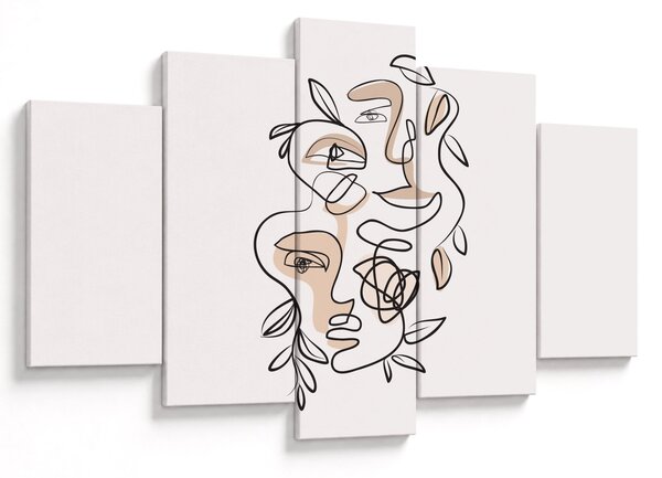 Obraz - Line art tváre (150x105 cm)