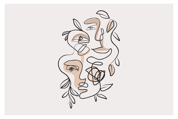 Obraz - Line art tváre (90x60 cm)