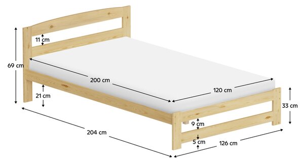 NovýNábytok.sk Jednolôžková posteľ 120 cm Aimar 1 (prírodná) (s roštom). Vlastná spoľahlivá doprava až k Vám domov. 1160703