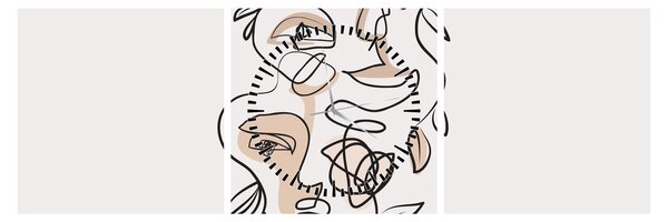 Obraz - Line art tváre (s hodinami) (90x30 cm)