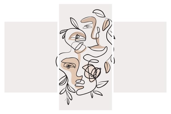 Obraz - Line art tváre (90x60 cm)