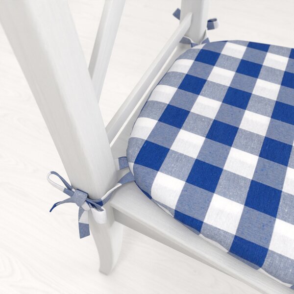 Biante Oblý podsedák Rebeka RE-007 Modro-biela kocka veľká - 39x37x3 cm