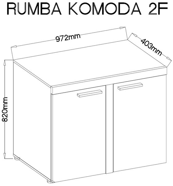 Komoda RUMBA 2F Biela +betón