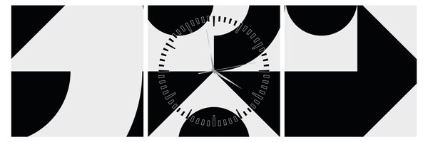 Obraz - Geometrická abstrakcia N⁰1 (s hodinami) (90x30 cm)