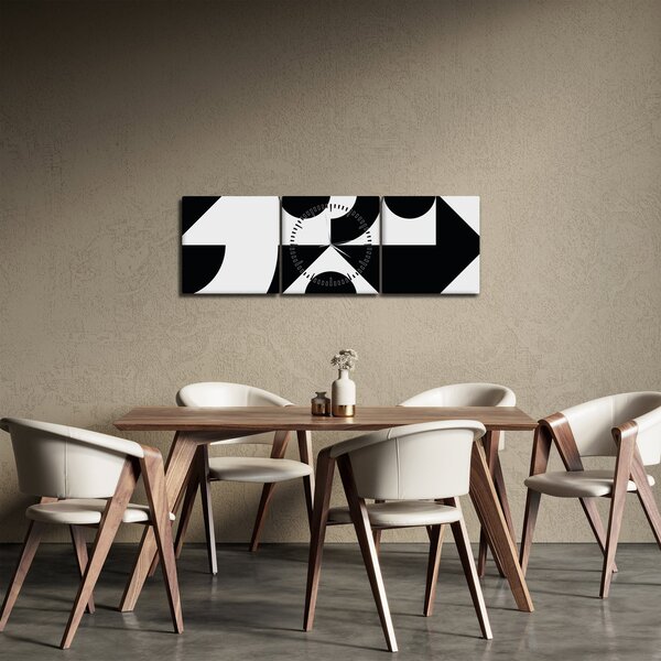 Obraz - Geometrická abstrakcia N⁰1 (s hodinami) (90x30 cm)