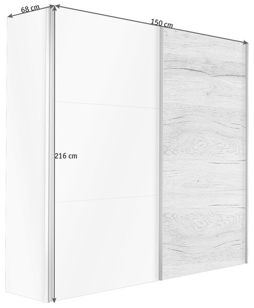 ŠAT. SKRIŇA S POSUV. DVERAMI, grafitová, biela, 150/216/68 cm Hom`in - Skrine
