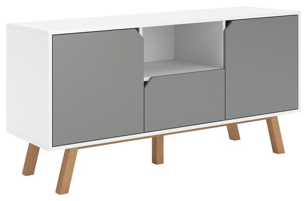 NÍZKA KOMODA, buk, grafitová, biela, 140/70/42 cm MID.YOU - Online Only drobný nábytok, Online Only