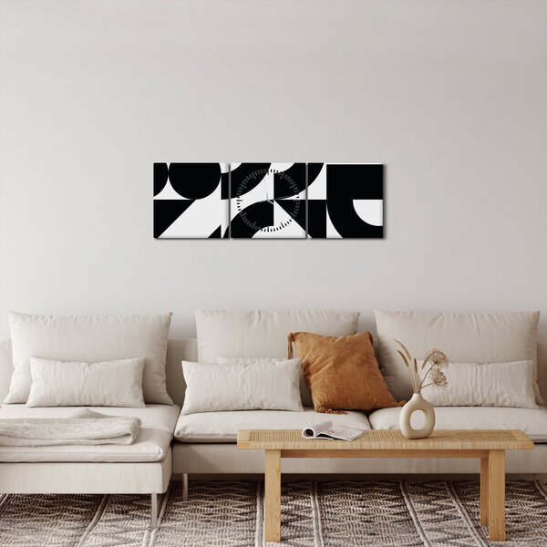 Obraz - Geometrická abstrakcia N⁰2 (s hodinami) (90x30 cm)