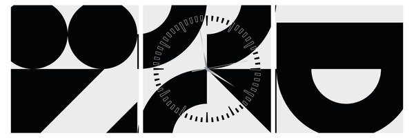Obraz - Geometrická abstrakcia N⁰2 (s hodinami) (90x30 cm)