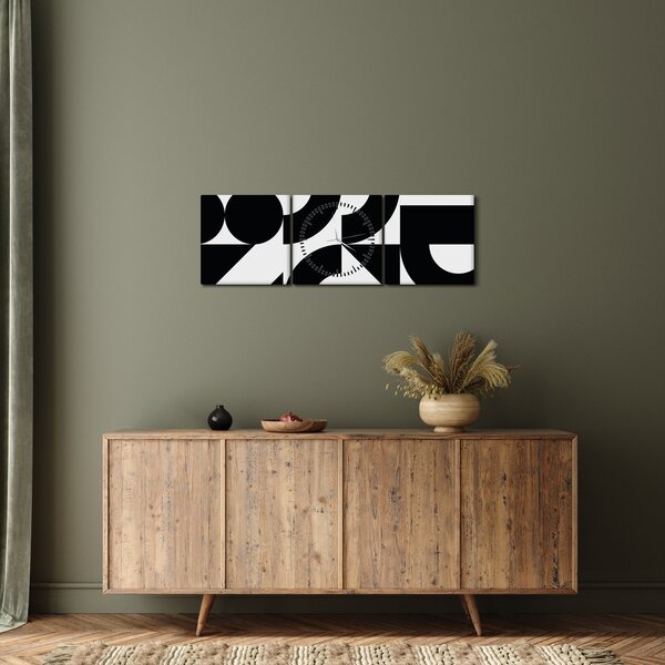 Obraz - Geometrická abstrakcia N⁰2 (s hodinami) (90x30 cm)