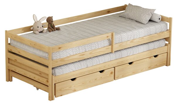 NovýNábytok.sk Detská posteľ 90 x 200 cm s prístelkou Esperabamos 1 (prírodná) (s roštami) (s úl. priestorom). Vlastná spoľahlivá doprava až k Vám domov. 1160825