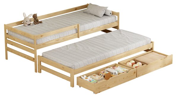 NovýNábytok.sk Detská posteľ 90 x 200 cm s prístelkou Esperabamos 1 (prírodná) (s roštami) (s úl. priestorom). Vlastná spoľahlivá doprava až k Vám domov. 1160825