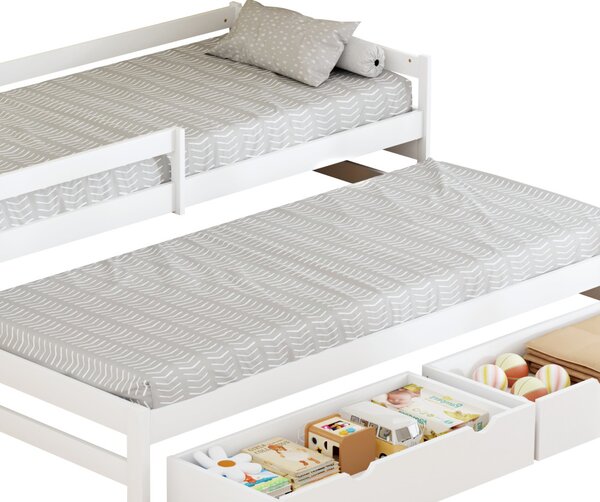 NovýNábytok.sk Detská posteľ 90 x 200 cm s prístelkou Esperabamos 1 (biela) (s roštami) (s úl. priestorom). Vlastná spoľahlivá doprava až k Vám domov. 1160824