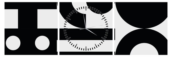 Obraz - Geometrická abstrakcia N⁰3 (s hodinami) (90x30 cm)