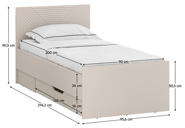 NovýNábytok.sk Jednolôžková posteľ 90 cm Explicaba (kašmír) (s úl. priestorom). Vlastná spoľahlivá doprava až k Vám domov. 1160845