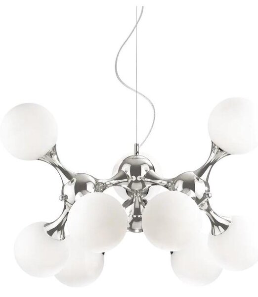 Ideal Lux - Závesný luster na lane NODI 9xE14/28W/230V priemer 80 cm lesklý chróm/biela