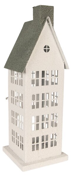 Veľký kovový svietnik domček s pieskovým povrchom Raw Sand - 21 * 14 * 58 cm - Clayre & Eef