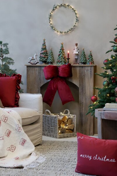 Zelený vianočný stromček s mašľami Noël Tree z polyresinu – Ø 15,5*32 cm - Chic Antique