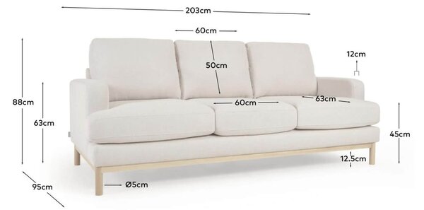 MUZZA Trojmiestna pohovka aela 203 cm biela