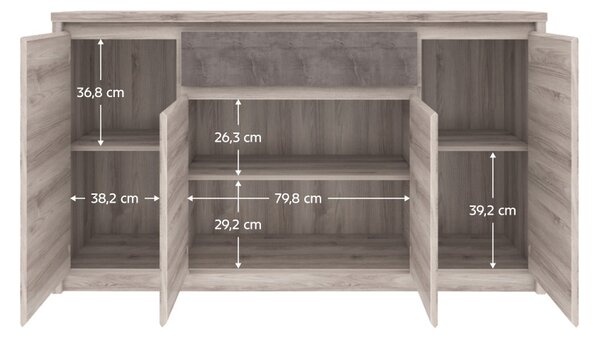 NovýNábytok.sk Komoda Jess new 4D1S (gaštan nairobi + onyx). Vlastná spoľahlivá doprava až k Vám domov. 1160963