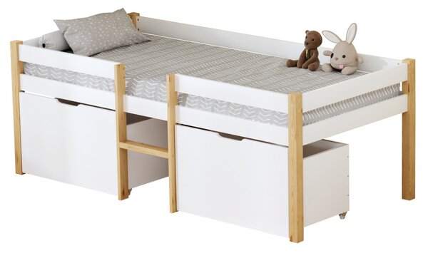 NovýNábytok.sk Detská posteľ 90 x 200 cm Jugara 1 (dub + biela) (s roštom) (s úl. priestorom). Vlastná spoľahlivá doprava až k Vám domov. 1160979