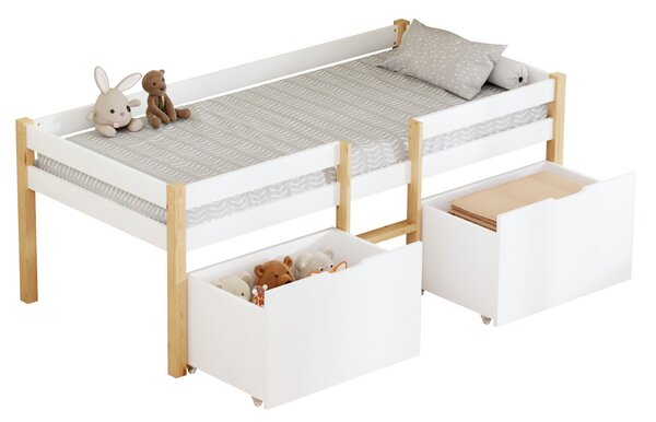 NovýNábytok.sk Detská posteľ 90 x 200 cm Jugara 1 (dub + biela) (s roštom) (s úl. priestorom). Vlastná spoľahlivá doprava až k Vám domov. 1160979
