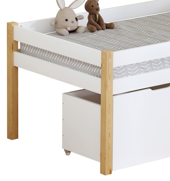 NovýNábytok.sk Detská posteľ 90 x 200 cm Jugara 1 (dub + biela) (s roštom) (s úl. priestorom). Vlastná spoľahlivá doprava až k Vám domov. 1160979
