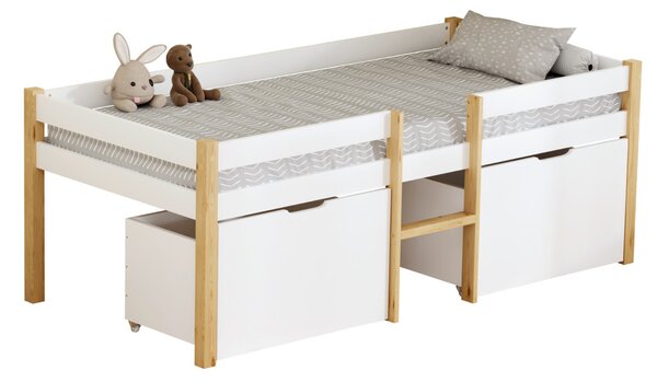 NovýNábytok.sk Detská posteľ 90 x 200 cm Jugara 1 (dub + biela) (s roštom) (s úl. priestorom). Vlastná spoľahlivá doprava až k Vám domov. 1160979