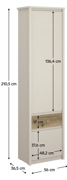 NovýNábytok.sk Policová skriňa Kuerten 1 (kašmír + dub evoke). Vlastná spoľahlivá doprava až k Vám domov. 1161002