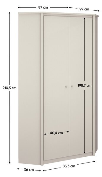 NovýNábytok.sk Rohová šatníková skriňa Kuerten 1 (kašmír). Vlastná spoľahlivá doprava až k Vám domov. 1161008