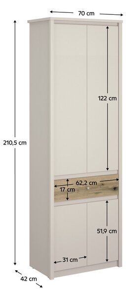 NovýNábytok.sk Šatníková skriňa Kuerten 1 (kašmír + dub evoke). Vlastná spoľahlivá doprava až k Vám domov. 1161007