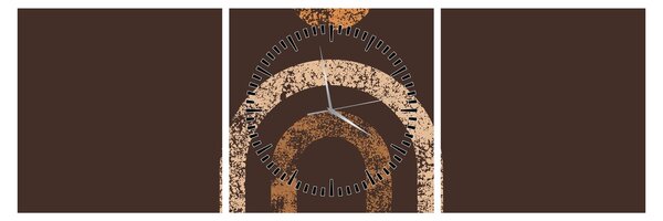 Obraz - Oranžové oblúky N⁰1 (s hodinami) (90x30 cm)