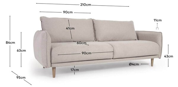 MUZZA Trojmiestna pohovka tarla 210 cm béžová