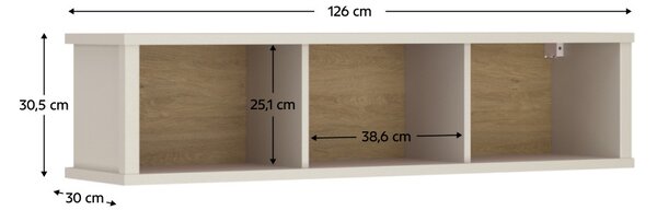 NovýNábytok.sk Závesný regál Kuerten 1 (kašmír + dub evoke). Vlastná spoľahlivá doprava až k Vám domov. 1161010