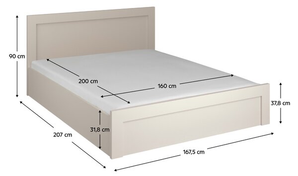 NovýNábytok.sk Manželská posteľ 160 cm Kuerten 1 (kašmír) (s roštom) (s úl. priestorom). Vlastná spoľahlivá doprava až k Vám domov. 1161000