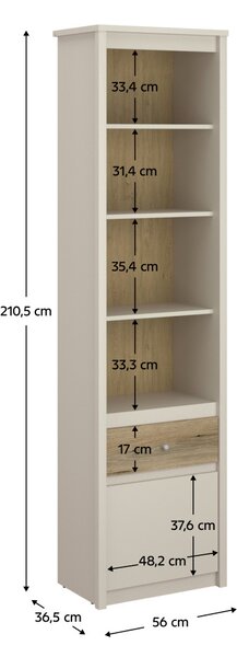 NovýNábytok.sk Regál Kuerten 1 (kašmír + dub evoke). Vlastná spoľahlivá doprava až k Vám domov. 1161003