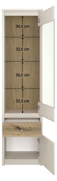 NovýNábytok.sk Vitrína Kuerten 2 (kašmír + dub evoke). Vlastná spoľahlivá doprava až k Vám domov. 1161013