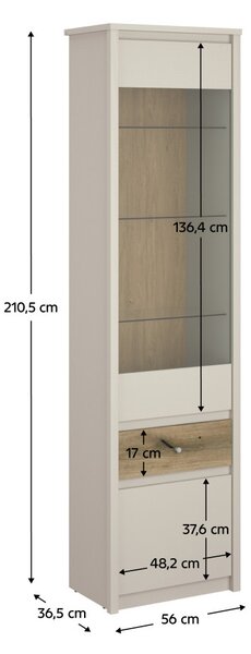 NovýNábytok.sk Vitrína Kuerten 2 (kašmír + dub evoke). Vlastná spoľahlivá doprava až k Vám domov. 1161013