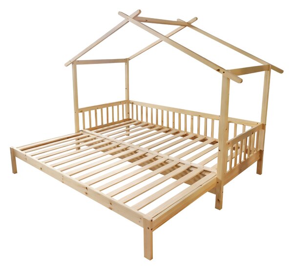 NovýNábytok.sk Montessori detská posteľ 90 x 200 cm s prístelkou Katsav 1 (prírodná) (s roštami). Vlastná spoľahlivá doprava až k Vám domov. 1161021