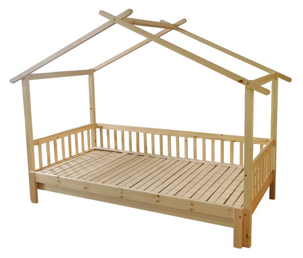 NovýNábytok.sk Montessori detská posteľ 90 x 200 cm s prístelkou Katsav 1 (prírodná) (s roštami). Vlastná spoľahlivá doprava až k Vám domov. 1161021
