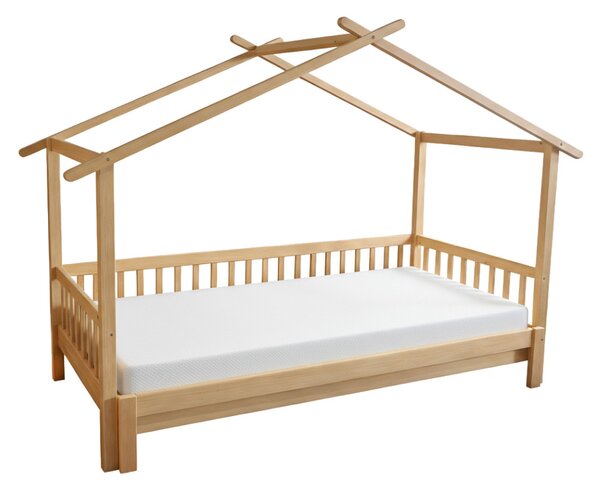 NovýNábytok.sk Montessori detská posteľ 90 x 200 cm s prístelkou Katsav 1 (prírodná) (s roštami). Vlastná spoľahlivá doprava až k Vám domov. 1161021