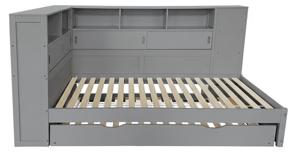 NovýNábytok.sk Jednolôžková posteľ 90 cm s prístelkou Liberarlo 1 (sivá) (s roštami) (s úl. priestorom). Vlastná spoľahlivá doprava až k Vám domov. 1161079