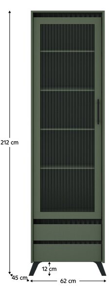 NovýNábytok.sk Vitrína Lonchas 2 (dymová zelená + čierna). Vlastná spoľahlivá doprava až k Vám domov. 1161092