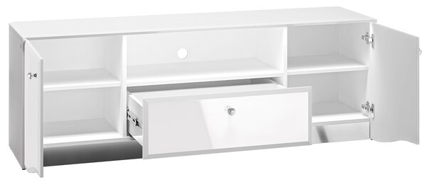 TV STOLÍK CRISTINE BIELY LESK + ZRKADLO 160 cm