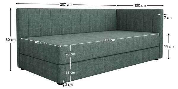 NovýNábytok.sk Jednolôžková posteľ (váľanda) 90 cm Lavarse 1 (zelená) (s matracom) (s úl. priestorom). Vlastná spoľahlivá doprava až k Vám domov. 1161112