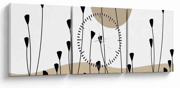 Obraz - Grafická lúka N⁰2 (s hodinami) (90x30 cm)